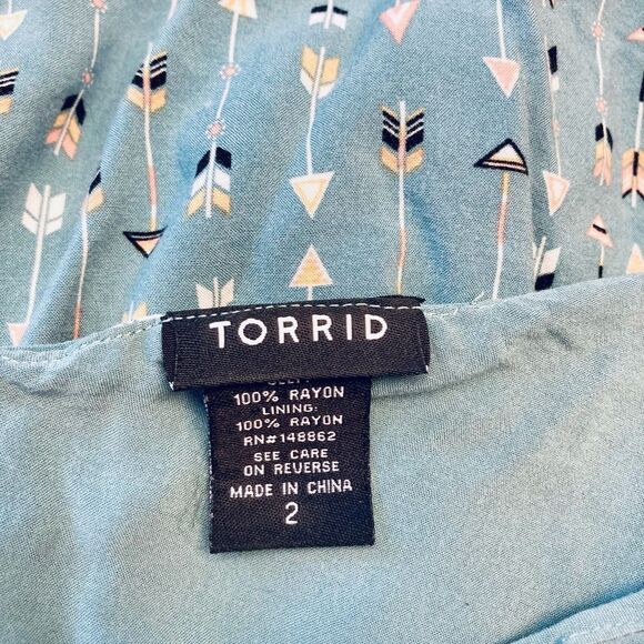 Torrid Sophie Double-Layer Teal Blue Arrow Print Swing Cami Sz 2 2X 18/20 - Picture 6 of 9